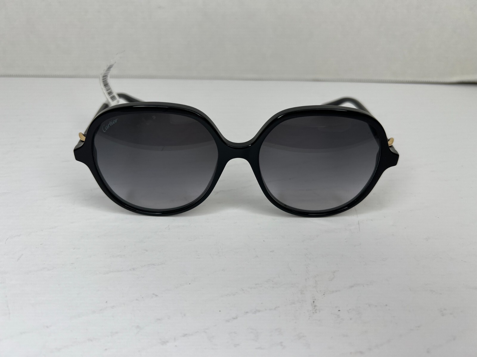 Pre-owned Cartier Round Ct0350s 001 Black Frame Women's Sunglasses 140