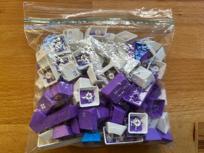 Tai-Hao Purple And White 108 Key Double Shot ABS Keycap Set + Rubber R