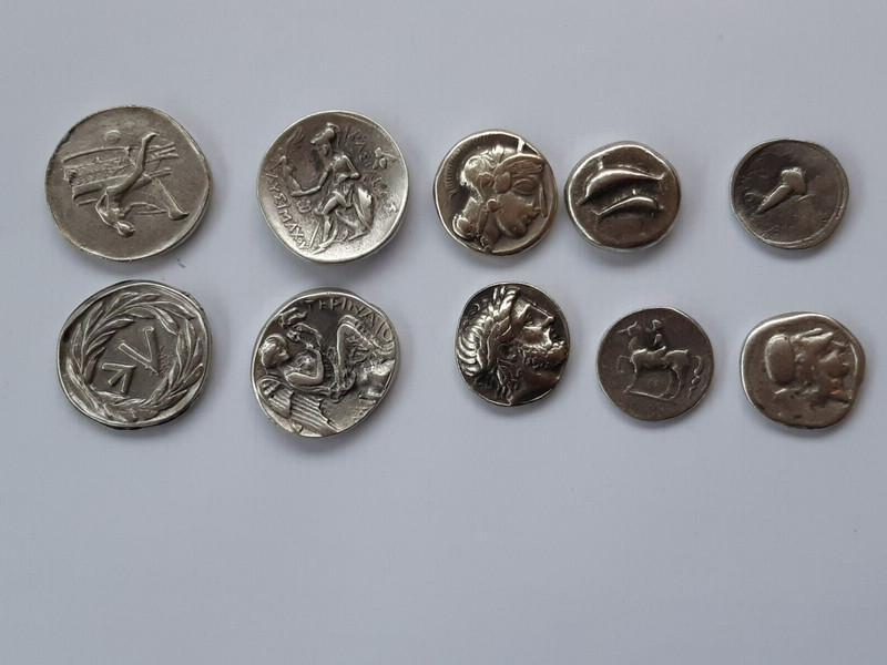 Lot 10 Monnaies  Educatifs  Alexande Le Grand ~ Athena ~ Zeus Poseidon  Drachmes