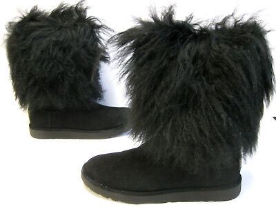Pre-owned Ugg Lida Sheepskin Cuffwomen Short Boots Black Us 6 /uk 4.5 /eu 37 /jp 23