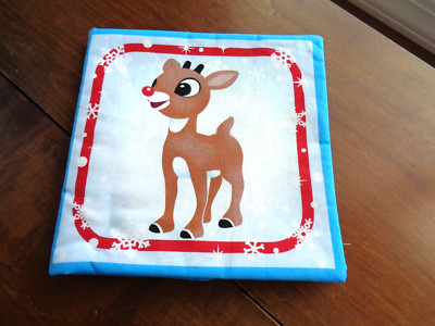 Rudolph Red Nose Reindee Christmas Child Baby Cloth Fabric Book Hand Made