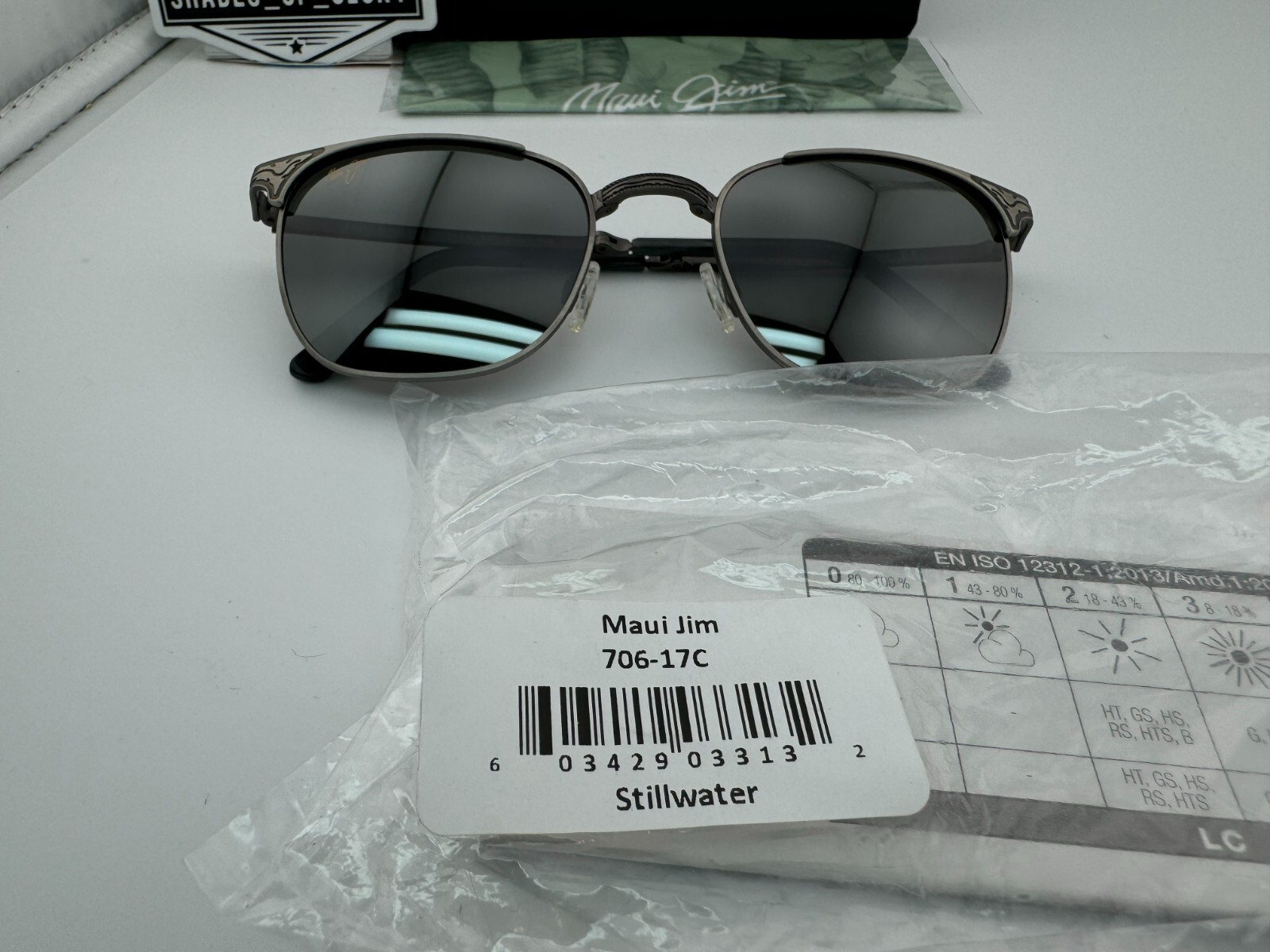 Pre-owned Maui Jim Stillwater Mj 706-17c Pewter Neutral Grey Polarized Folding Sunglasses