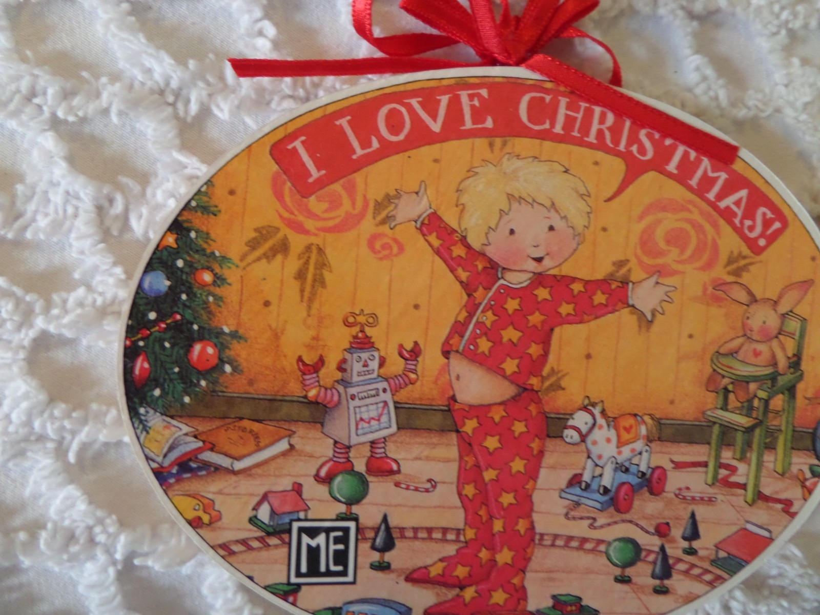 Mary Engelbreight I love Christmas Ornament balsa wood double sided