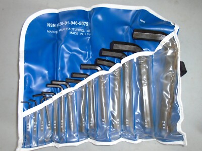 USGI Marvec Manufacturing USA 14-Piece Metric Hex Key Allen Wrench Set 2-19mm