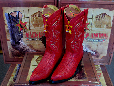 Pre-owned Los Altos Boots Los Altos Women Red Genuine Crocodile Tail Western Cowboy Boot (m) L091121