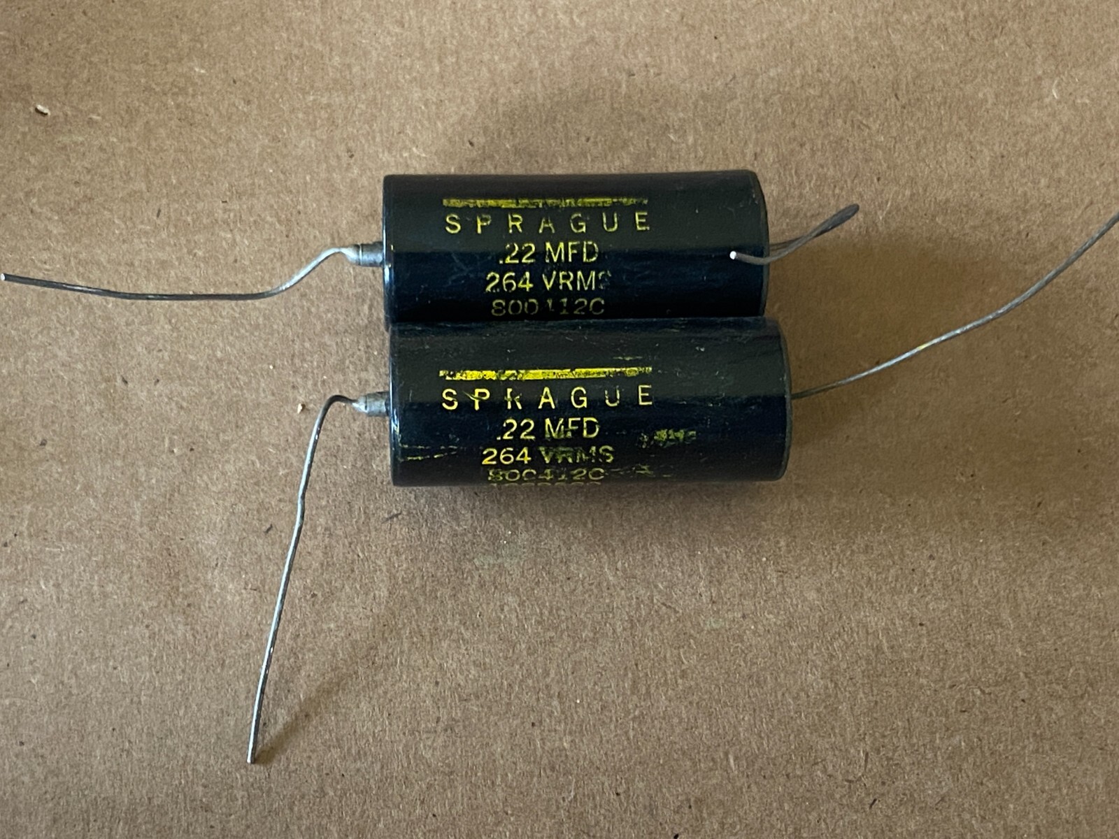 Pair NOS Vintage Sprague Black Beauty .22 uf 600v PIO