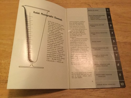 Kodak Photographic Chemicals Booklet