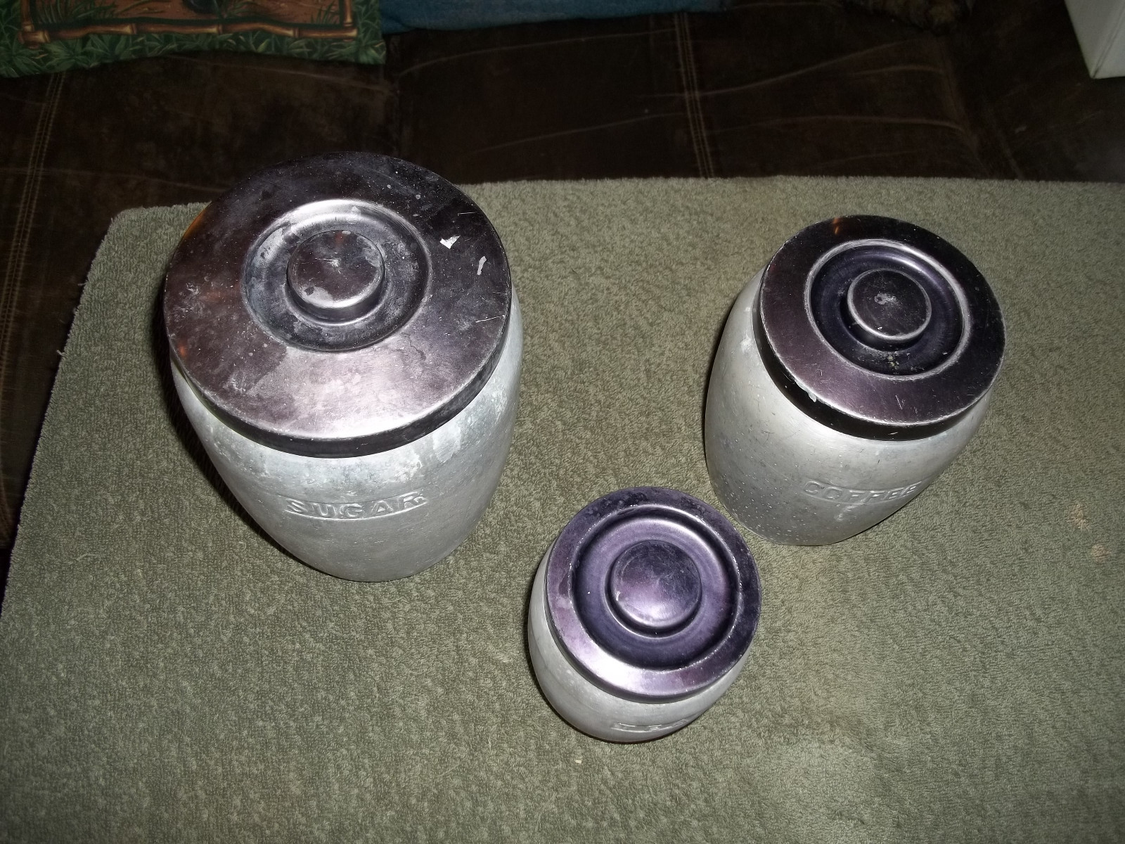 Vintage Aluminum 3 Pc Nesting Cannister Set