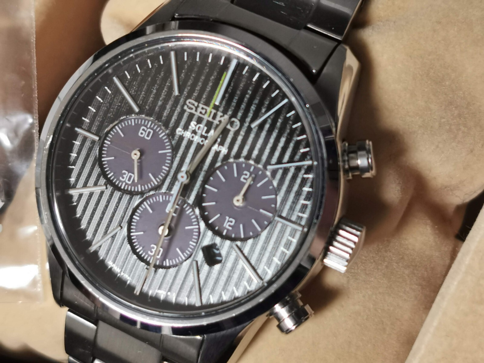 EXC Seiko Spirit SBPY089 V175-0BJ0 solar chronograph black EXC Seiko Spirit SBPY089 V175-0BJ0 solar chronograph black