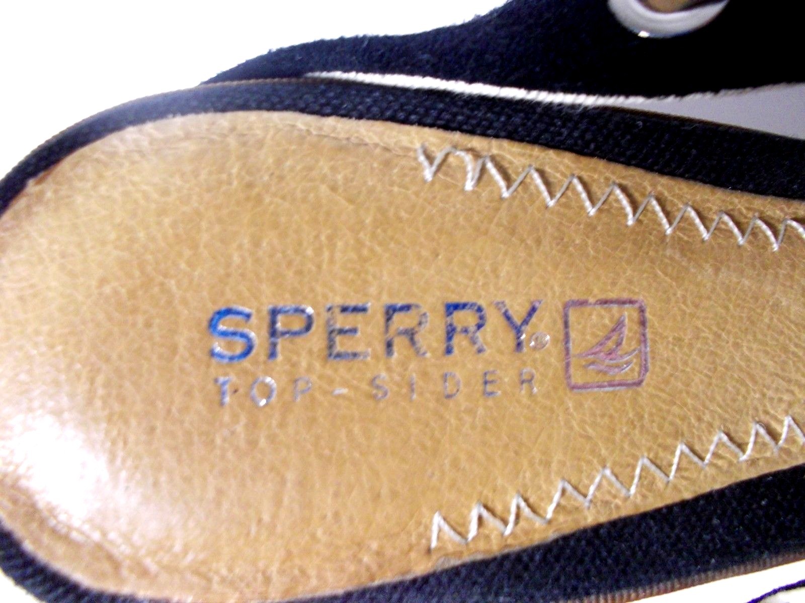 Sperry Top Sider Wedge Heel Canvas Peep Toe Black Womens Shoes Size 9.5