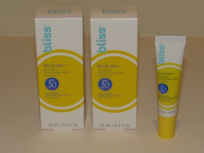 2 Bliss Block Star Invisible Daily Sunscreen SPF 30 12 mL 0.4 fl Oz Each Travel