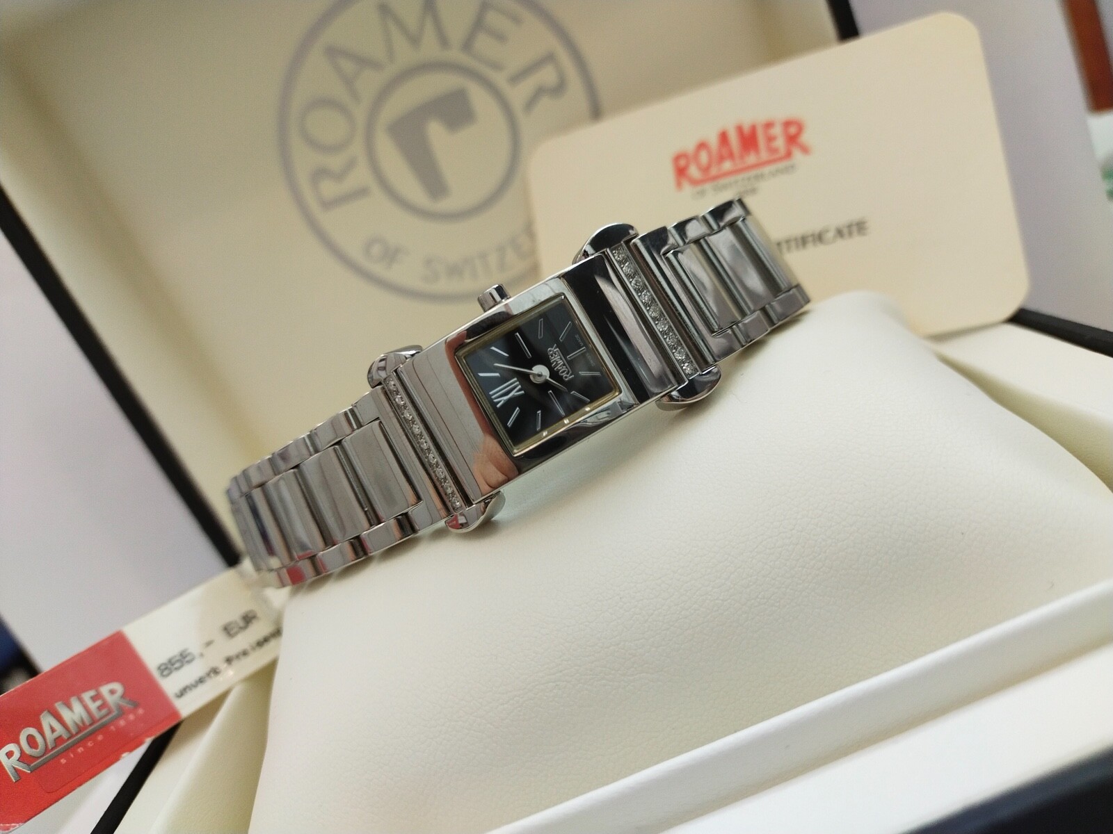 Pre-owned Roamer Watch Dreamline Luxury 18 Diamonds Swiss Made Folding Clasp 637.953
