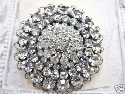 New Liz Palacios Sparkling Clear Famous Maker Crystals Statement Brooch Pin