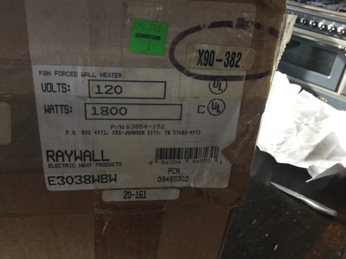 New Old Stock Raywall X90-382 1800W 120V Inset Flush Mount Electric Wall Heater