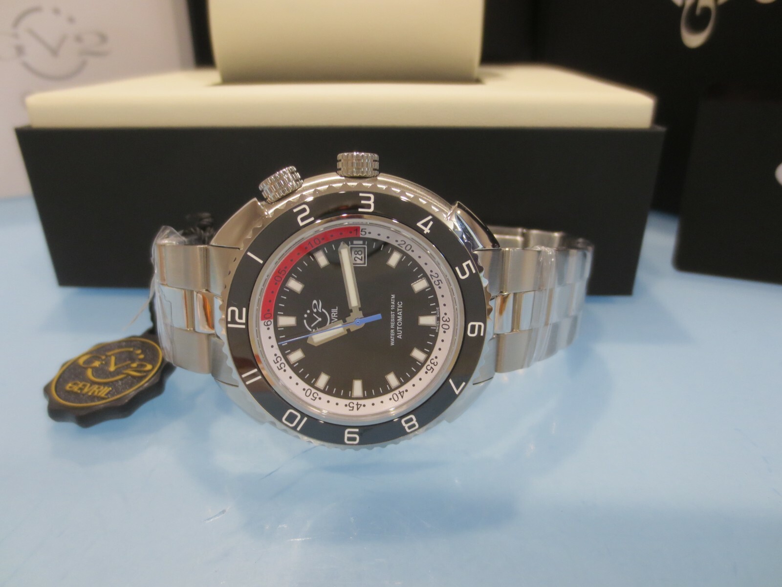 Pre-owned Gevril Gv2 By  Men's 42402 Squalo Swiss Automatic Ceramic Bezel Diver Date Watch
