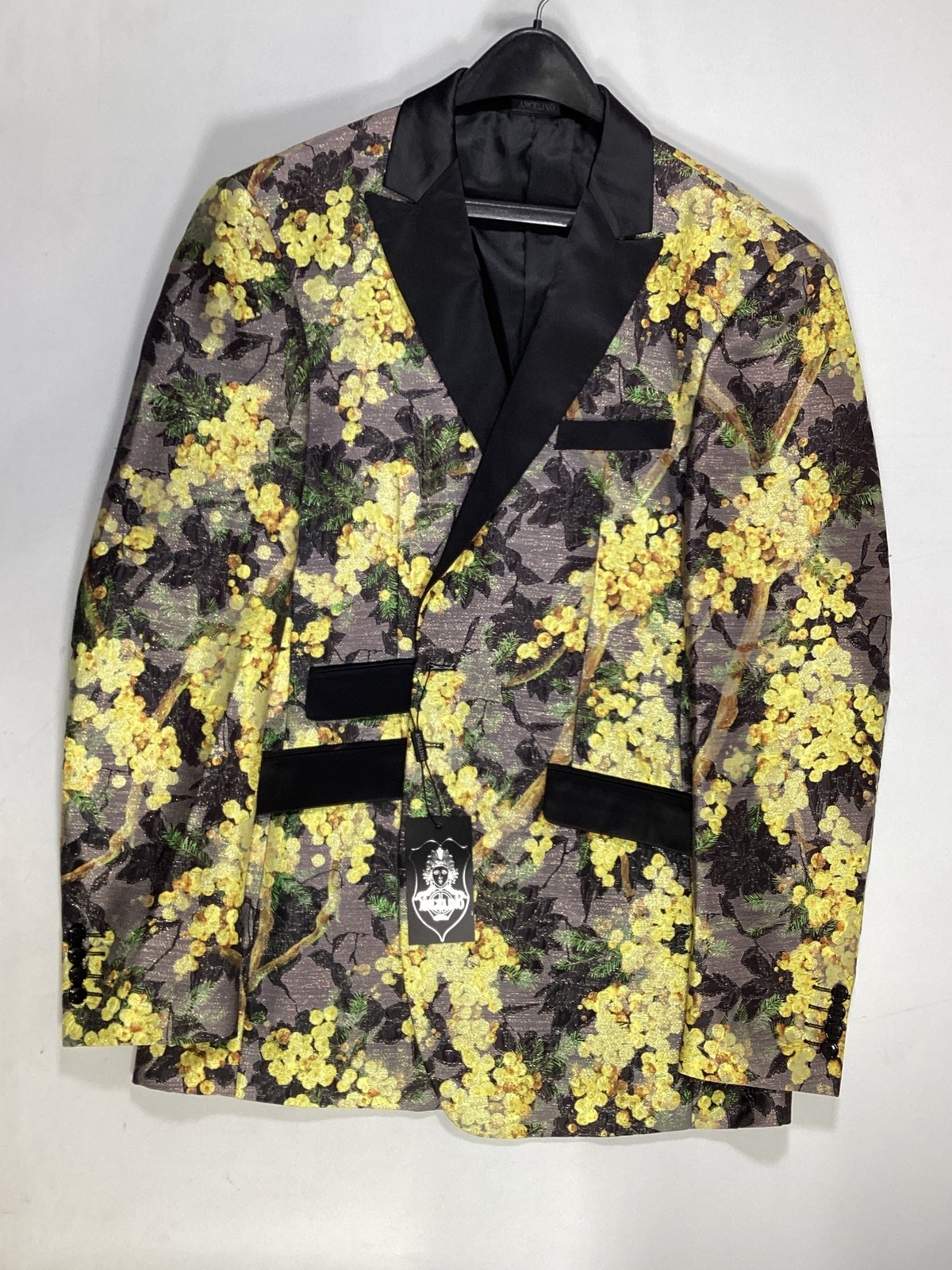 Mens Angelino Yellow Floral Pattern Tuxedo Jacket Formalwear NEW