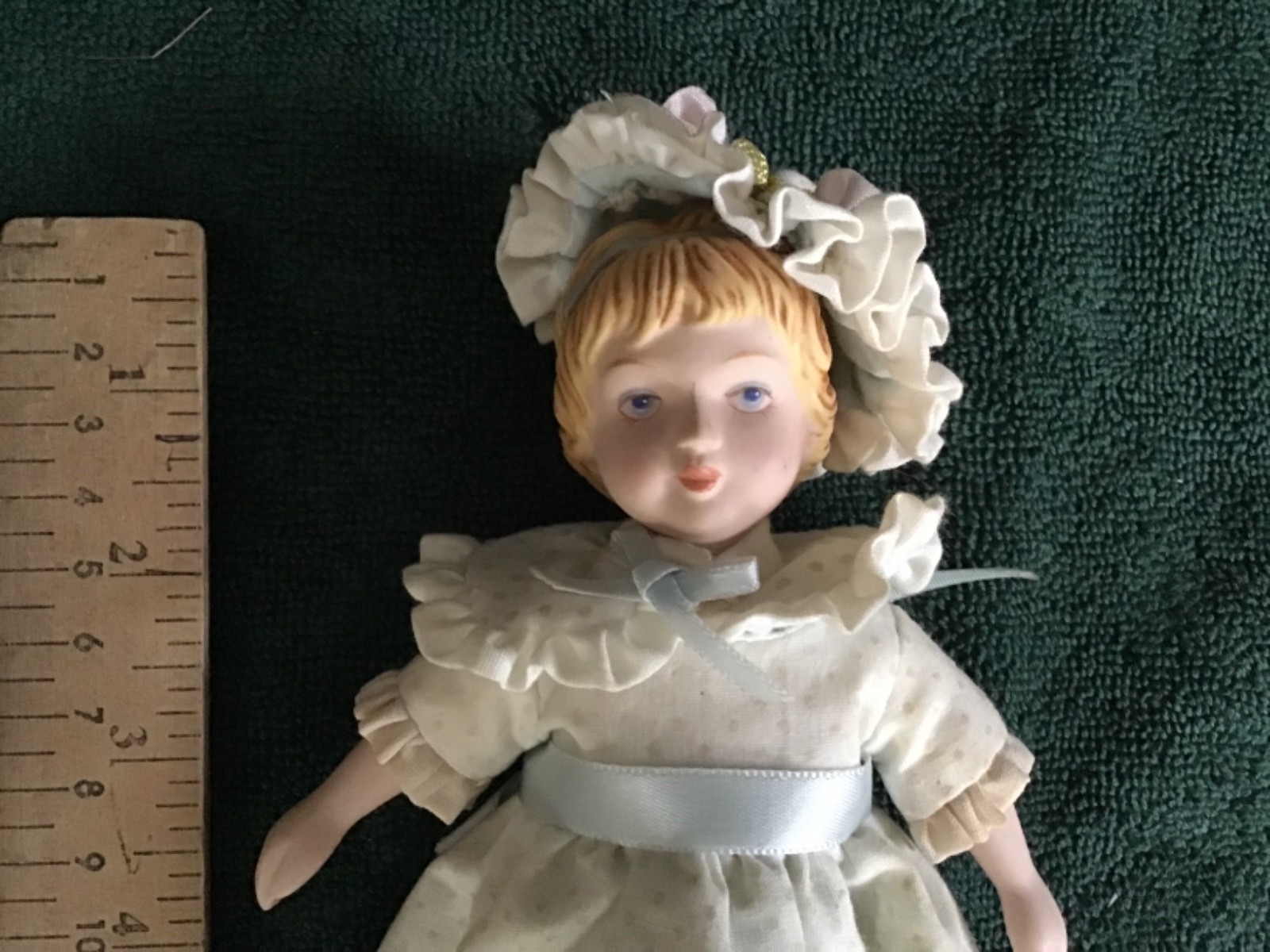 Porcelain Victorian doll and teddy bear Avon