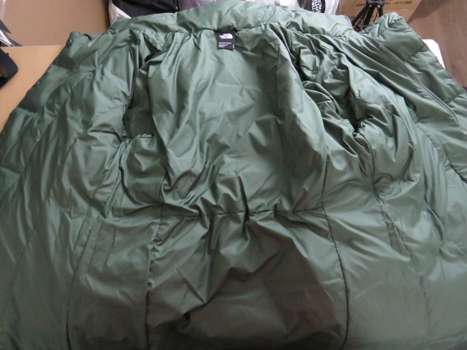 Pre-owned The North Face Womens  Dealio Insulated 550-down Winter Parka Jacket - Thyme In Green