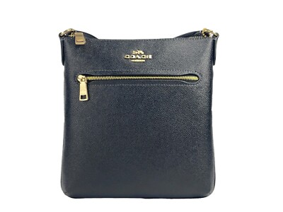 Coach (CV405) Rowan Mini Black Crossgrain Leather File Crossbody Bag