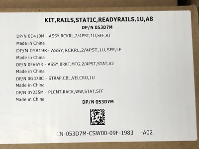 Dell 1U Static Rail Kit 2 or 4-Post R330 R340 R430 R440 R620 R630 R640 R6515 A8