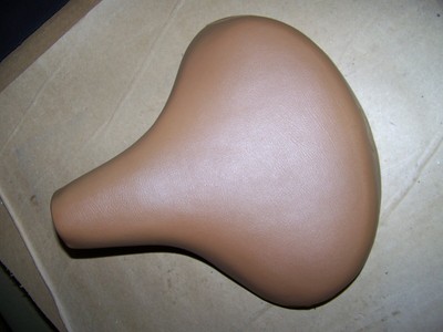 Comfort Cruiser Bicycle Saddle-Black Vinyl Leather Spring Seat Embossed Stitches