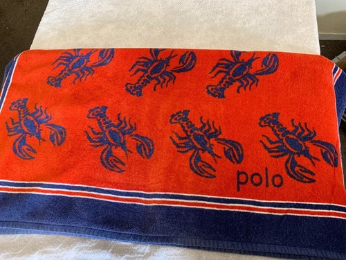 Vintage Ralph Lauren Polo Orange Lobster 100% Cotton Beach Towel