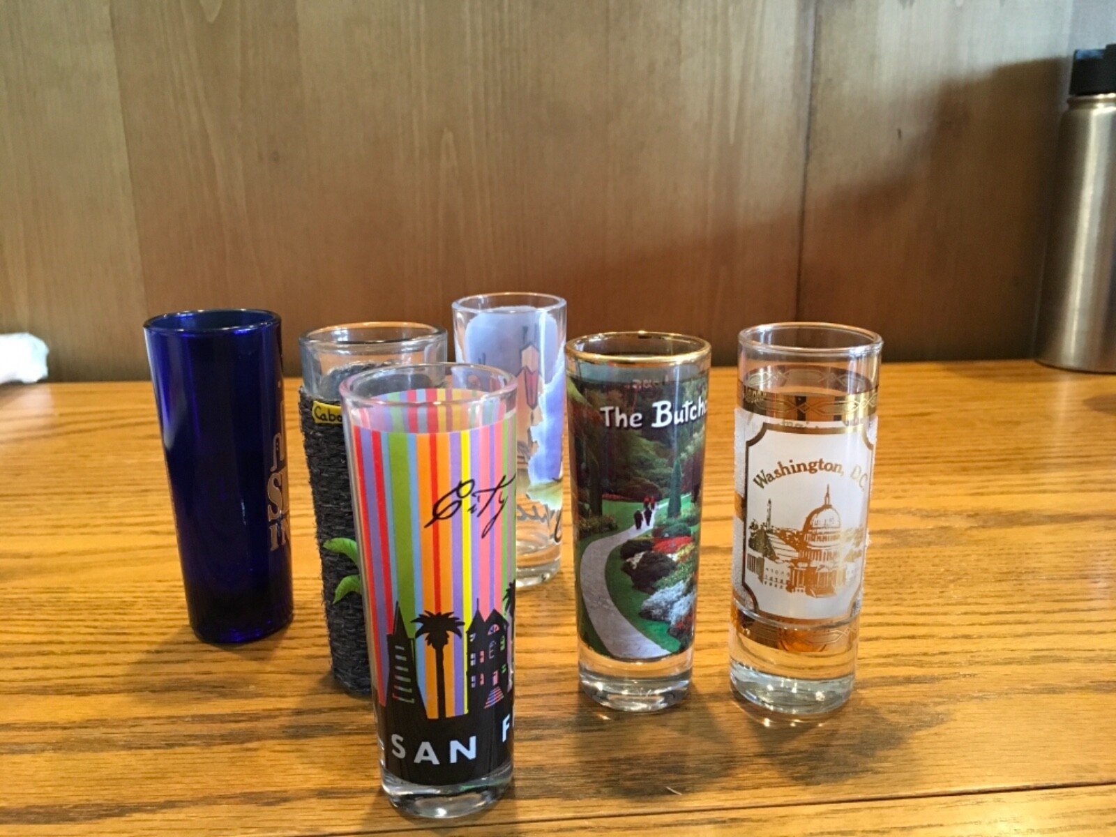 Double Shot Glasses set of 6 Rare Odd Colorful Ones