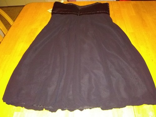 New Davids bridal beaded strapless dress black bubble hem Corset women's size 10