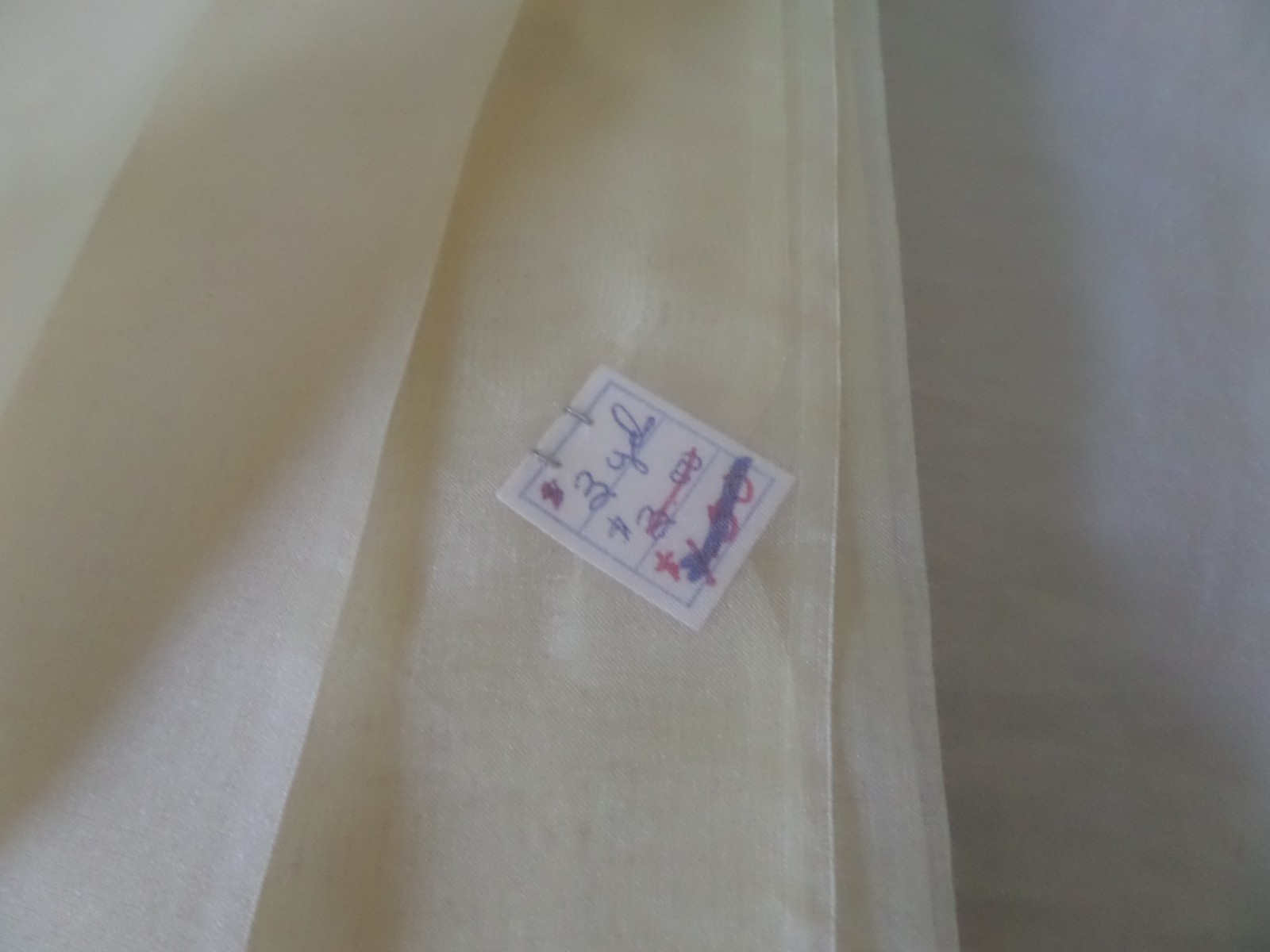 Vtg Yellow organdy type Sheer Embroidered fabric 3 yds 42