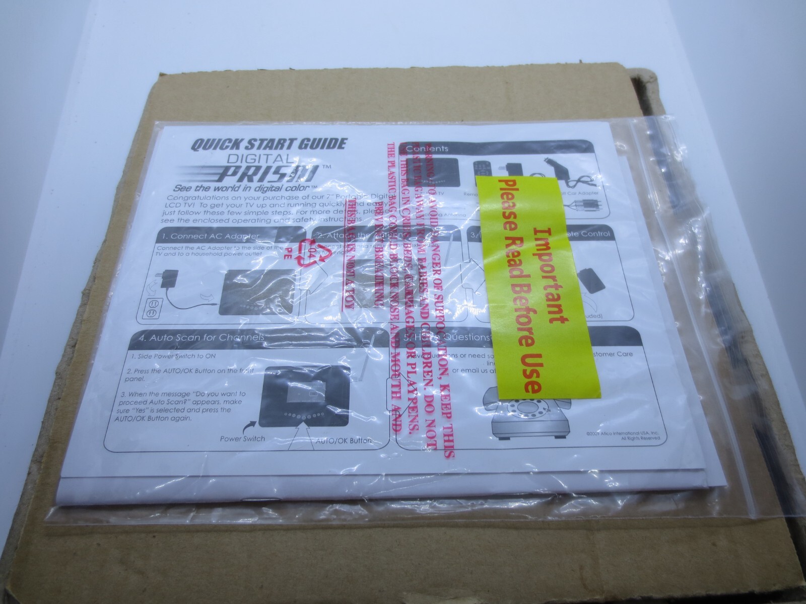 Digital Prism ATSC-710 7-inch Portable Handheld LCD TV W/Remote - Brand New