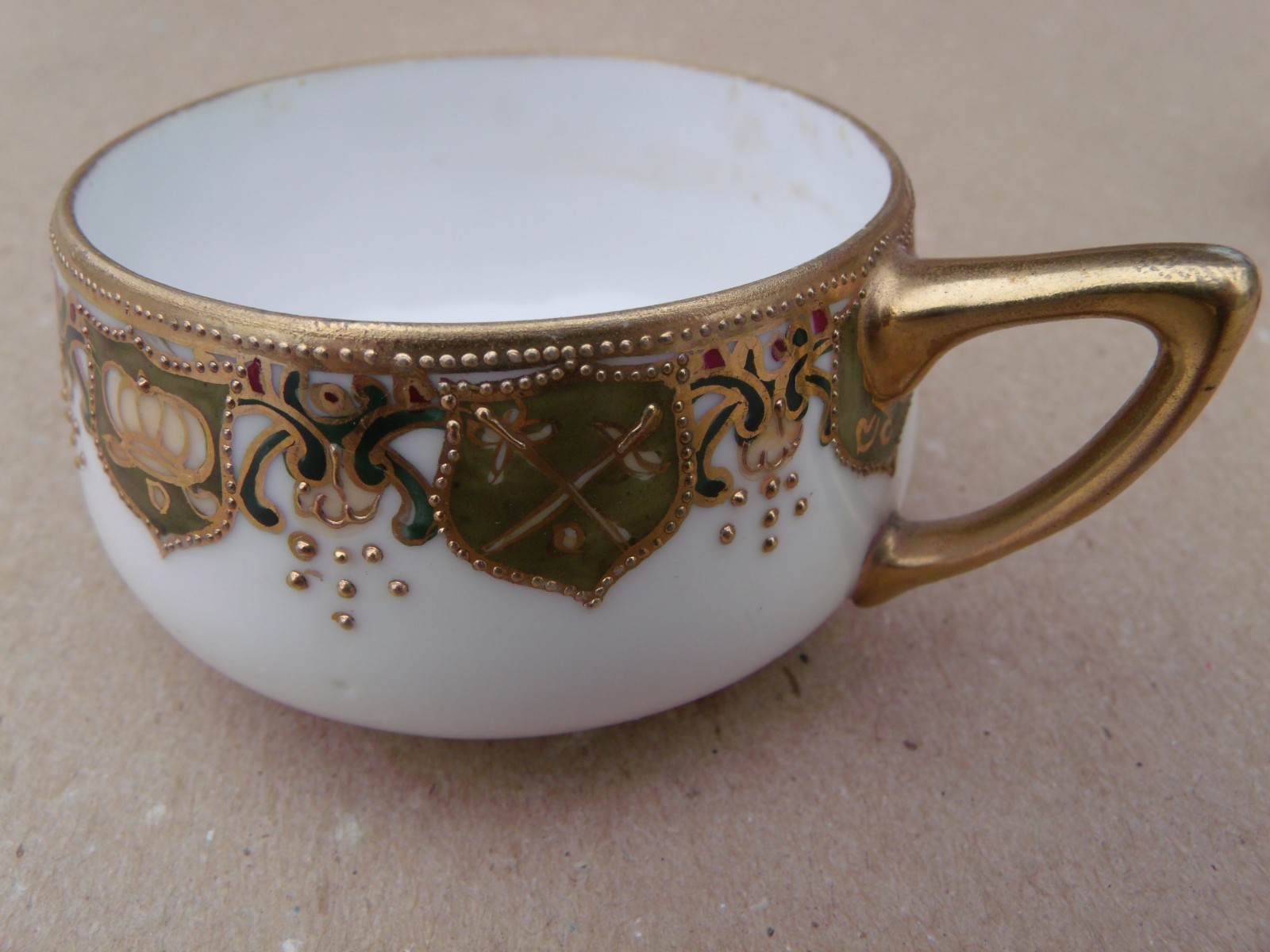 Vintage Morimura Brothers Tiny Tea Cup and Saucer Set 1920 New York, Gold Trim
