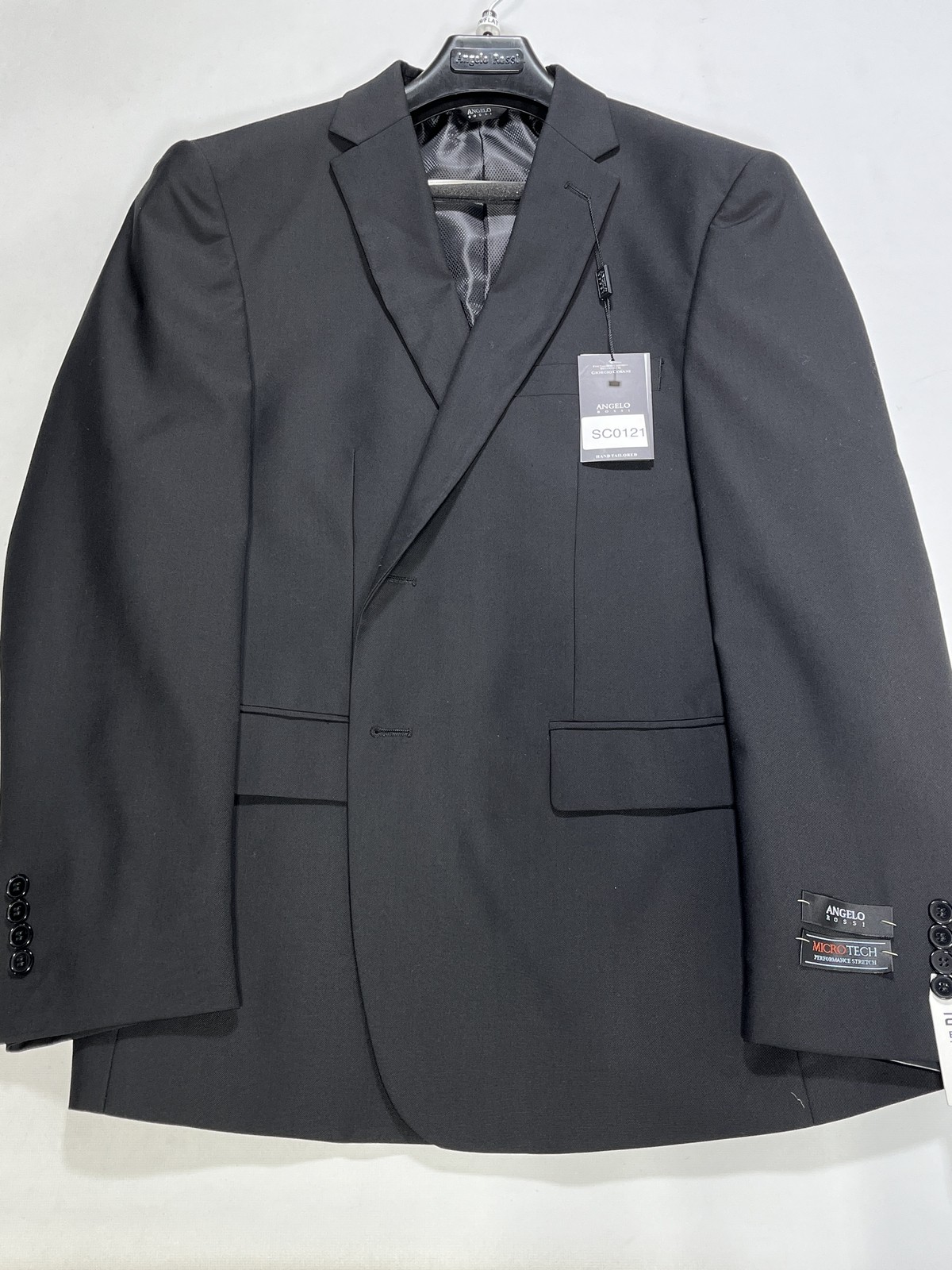 Mens Angelo Rossi Black Hand Tailored Two Button Sport Coat 44R NEW
