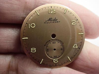 Copper Mido Multifort Super-Automatic Vintage Watch Dial 27.97mm Subdial 5.34mm