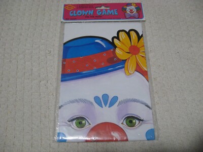 Vintage 90's 1998 Beistle ''Pin the Nose'' Clown Game 17'' x 18'' Clown Face