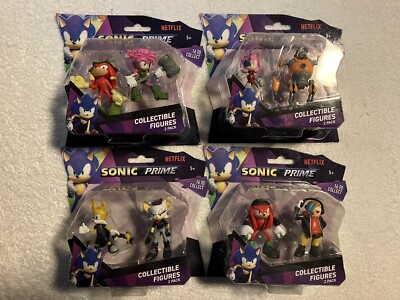 Sonic Prime X4 2-Pack Lot Amy Rose Knuckles Dr Don't Eggforcer Tails Nine Rouge