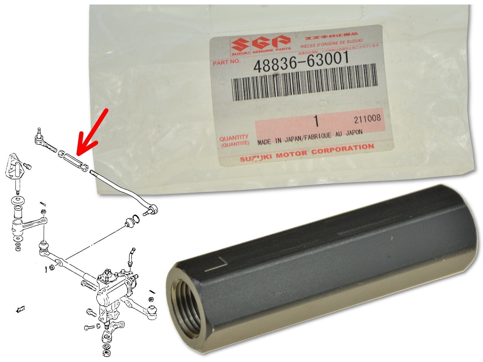 Tie Rod End Connector 48836-63001 for Suzuki Samurai 1985-2000