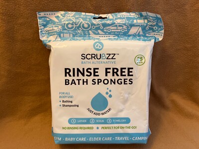 Scrubzz Disposable No Rinse Bathing Wipes - 25 Pack - All-In-1 Single Use Shower