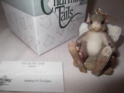  Heading for the Slopes  mouse skiing ornament CHARMING TAILS-NIB
