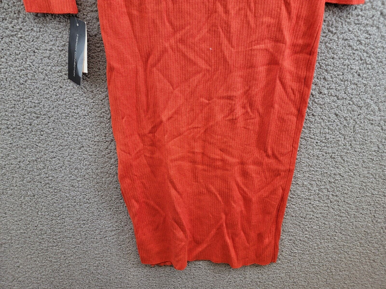 French Connection Mari Knit Midi Dress Women's XL Mandarin Red Multi V-Neck - Picture 12 of 16