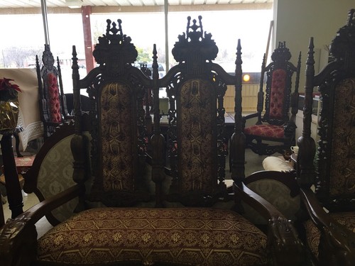Victorian Elephant King Set Mahogany Hand Carved