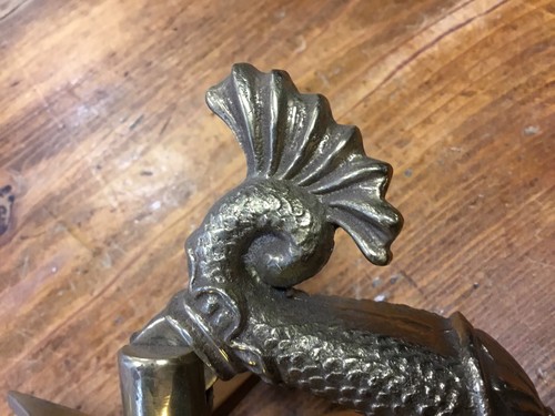 VINTAGE HEAVY BRASS FISH DOOR KNOCKER HAND MADE CUTAJAR WORKS MALTA