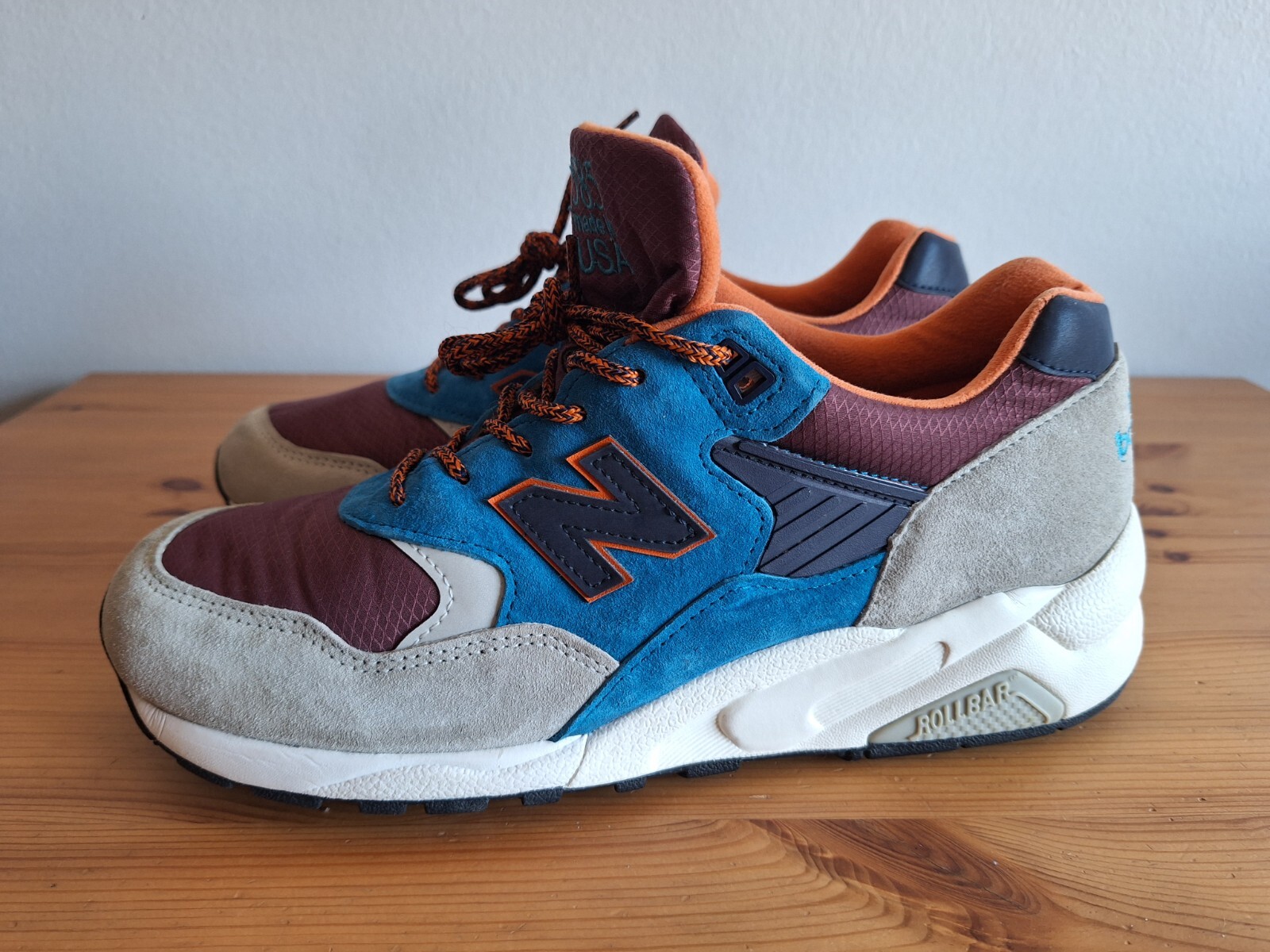 New Balance 585 Running Shoes Grey Blue Burgundy Made In USA New Balance 585 Running Shoes Grey Blue Burgundy Made In USA