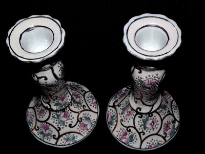 Enamel Candle Holder Set Beautiful