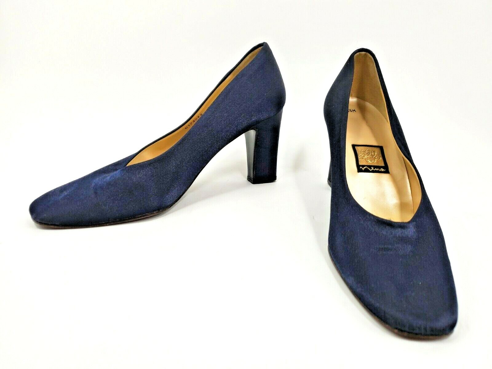 blue satin pumps