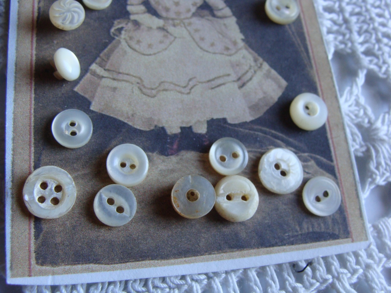 Tiny Mother of pearl Buttons for Antique China Head Doll Clothes