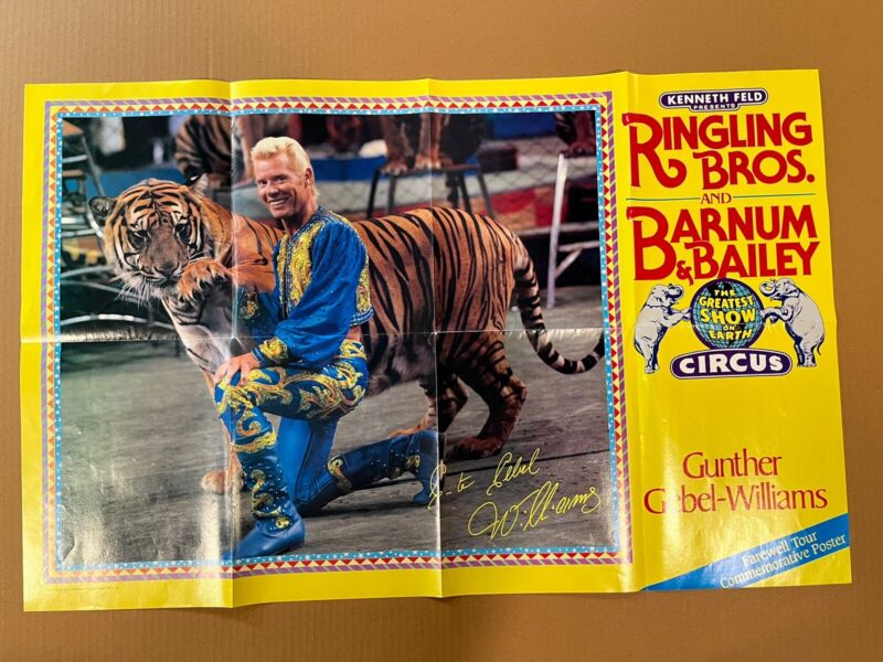 1989 Gunther Gebel Williams Barnum Bailey Ringling Circus Poster Farewell Tour