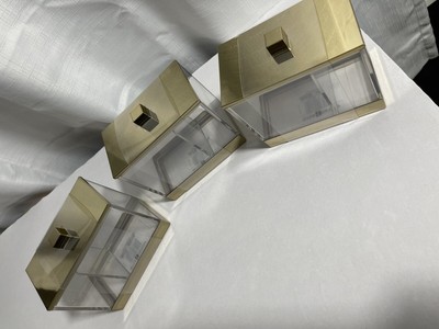 Set of 3 Inter Design Rectangle Canister with Dividers Clear Soft Brass Plastic