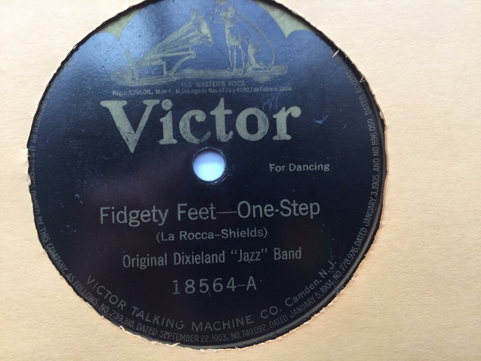 Original Dixieland Jazz Band 78rpm Single 10-inch Victor