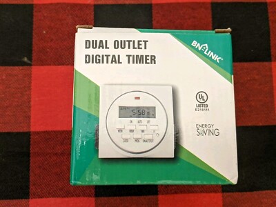 BN-Link 7 Day Heavy Duty Digital Programmable Timer Dual Outlet Indoor 115v