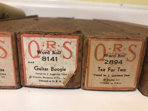 Antique Vintage Lot QRS Q.R.S Word Rolls Play Piano Music Songs W/ Boxes +